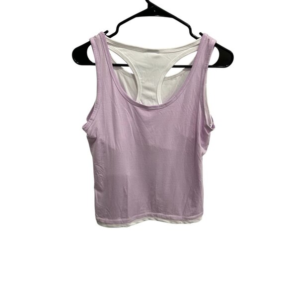 Club Attivo Sleeveless Layered Tank Top Purple White Sz XL Sportswear Active NWT - Picture 1 of 8